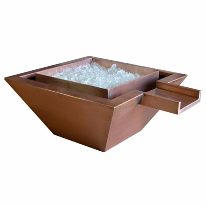 Top Fires Maya 24-Inch Square Copper Gas Fire and Water Bowl - Electronic (OPT-SQ24FANDWE)