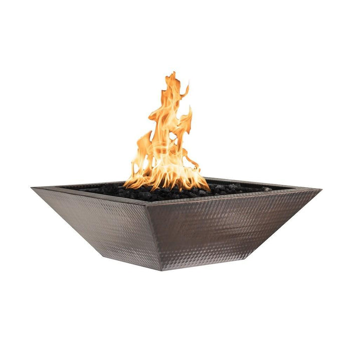 Top Fires Maya 24-Inch Square Copper Gas Fire Bowl - Electronic (OPT-103-SQ24E)