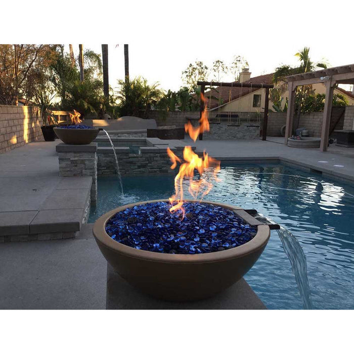 Top Fires Sedona 27-Inch Round Concrete Gas Fire and Water Bowl - Electronic (OPT-27RFWE12V)