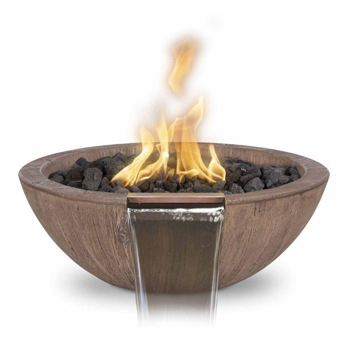 Top Fires Sedona 27-Inch Wood Grain GFRC Gas Fire and Water Bowl - Match Lit