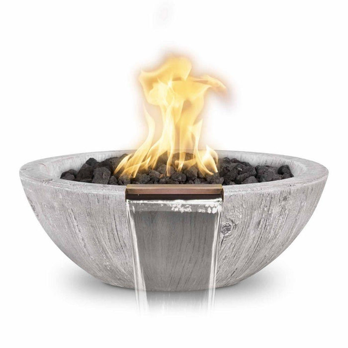 Top Fires Sedona 27-Inch Wood Grain GFRC Gas Fire and Water Bowl - Match Lit