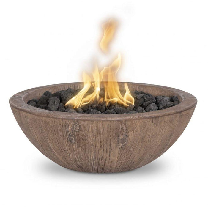 Top Fires Sedona 27-Inch Wood Grain GFRC Gas Fire Bowl - Electronic