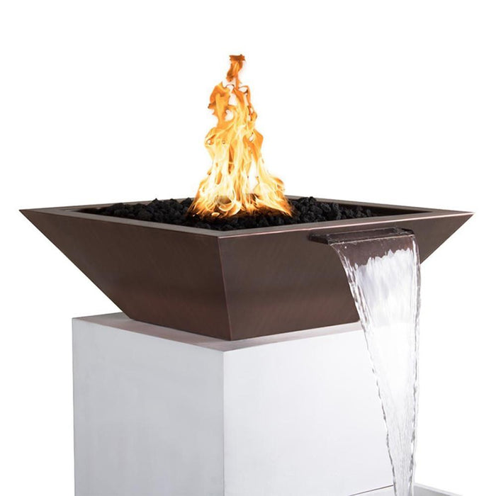 Top Fires Maya 30-Inch Square Hammered Copper Gas Fire and Water Bowl - Electronic (OPT-30SCFWE)