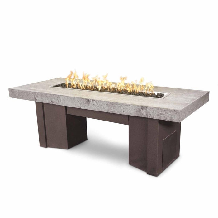 Top Fires Alameda 78-Inch Rectangular Wood Grain GFRC Gas Fire Pit Table - Electronic