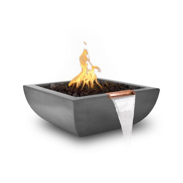 Top Fires Avalon 24-Inch Square Concrete Gas Fire and Water Bowl - Match Lit