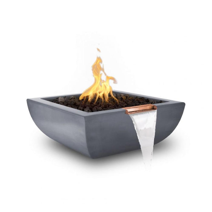 Top Fires Avalon 24-Inch Square Concrete Gas Fire and Water Bowl - Match Lit