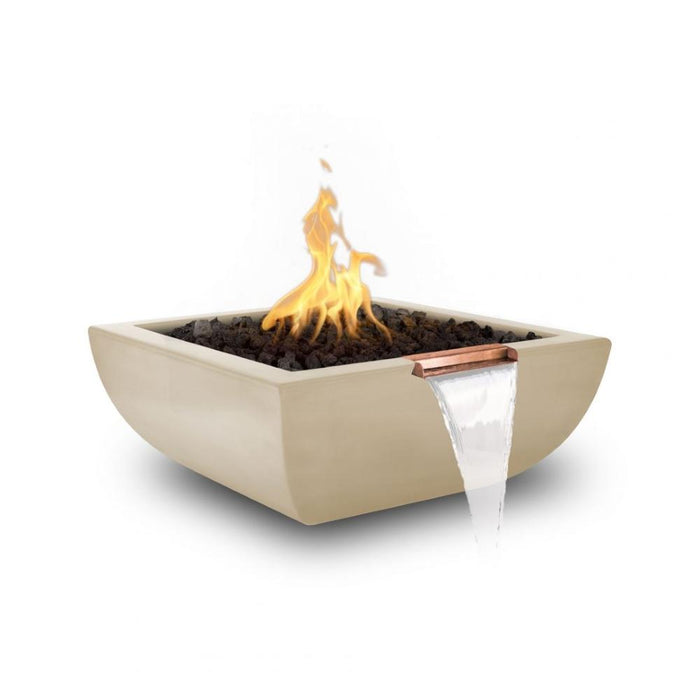 Top Fires Avalon 24-Inch Square Concrete Gas Fire and Water Bowl - Match Lit