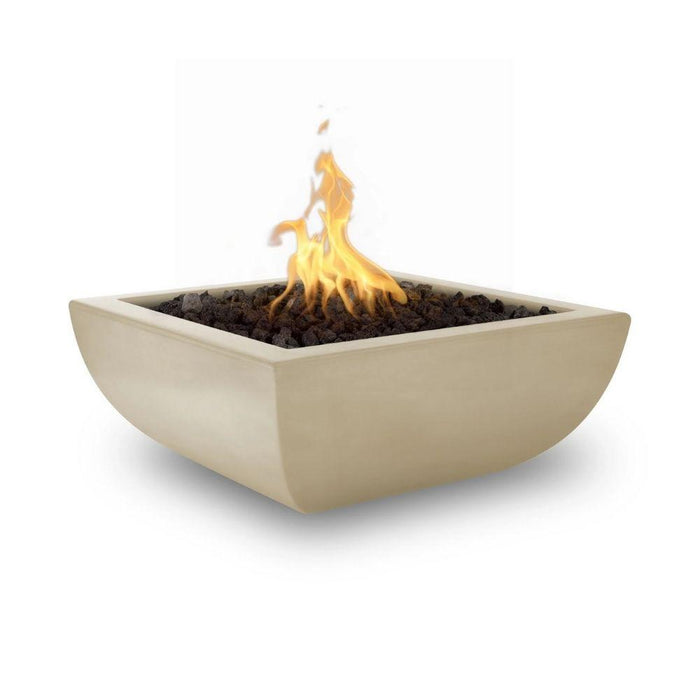 Top Fires Avalon 24-Inch Square Concrete Gas Fire Bowl - Match Lit