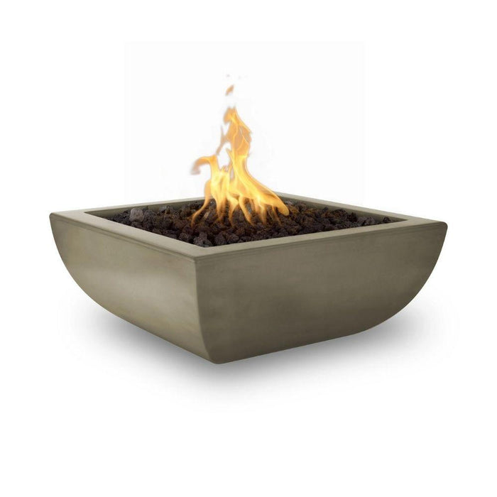 Top Fires Avalon 24-Inch Square Concrete Gas Fire Bowl - Match Lit