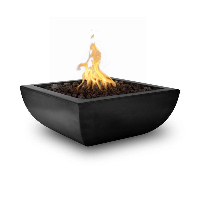 Top Fires Avalon 30-Inch Square Concrete Gas Fire Bowl - Match Lit