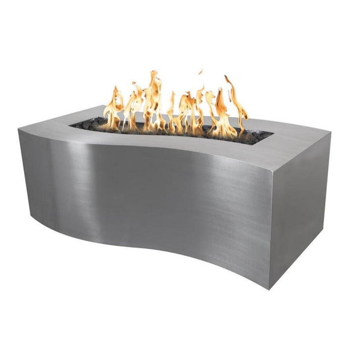 Top Fires Billow Rectangular Steel Gas Fire Pit Table - Match Lit