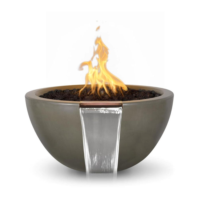 Top Fires Luna Round Concrete Gas Fire and Water Bowl - Match Lit