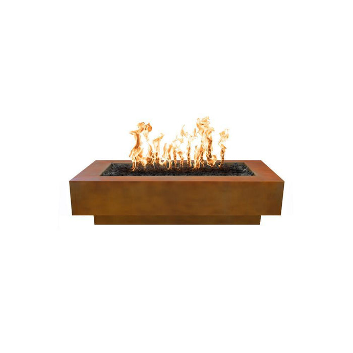 Top Fires Coronado 15-Inch Tall Rectangular Corten Steel Gas Fire Pit - Match Lit