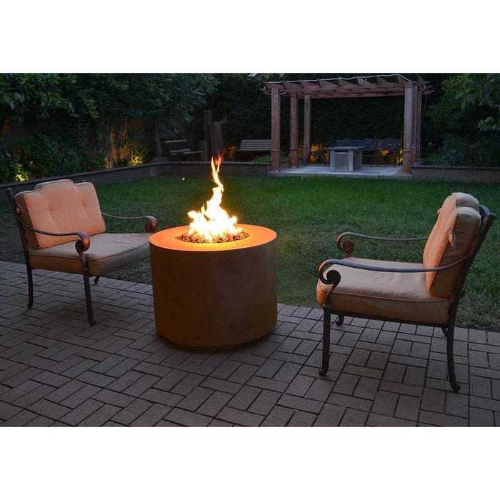 Top Fires Beverly Round Corten Steel Gas Fire Pit - Match Lit