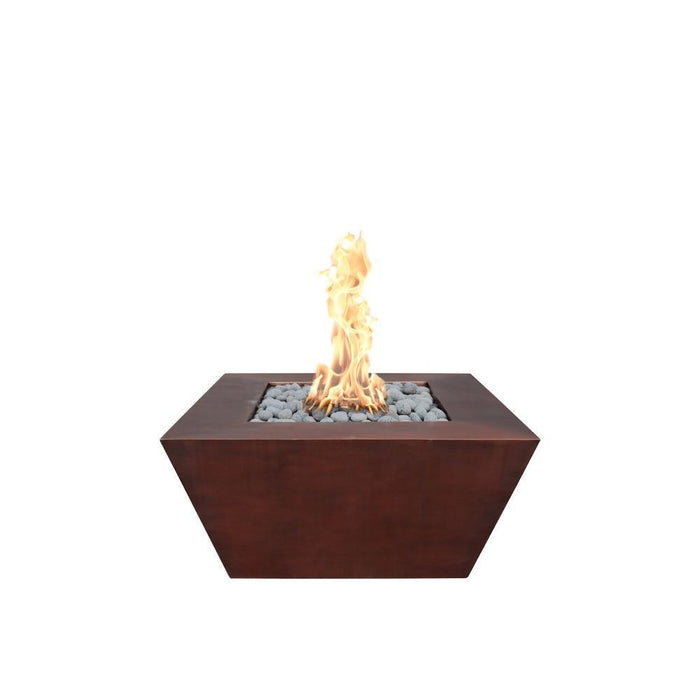 Top Fires Redan Square Copper Gas Fire Pit - Match Lit