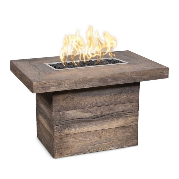 Top Fires Alberta 36-Inch Rectangular Wood Grain GFRC Gas Fire Pit Table - Flame Sense