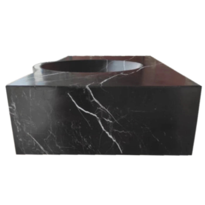 Toros Black Marble Rectangular Wall-mount Bathroom Sink (W)17" (L)30" (H)6"