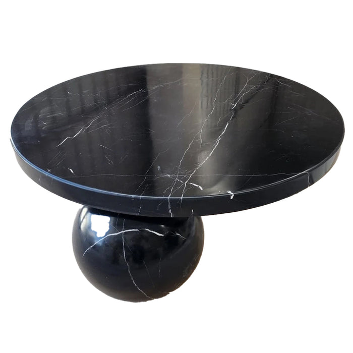 Toros Black Marble Round Designer Coffee Table with Sphere Legs