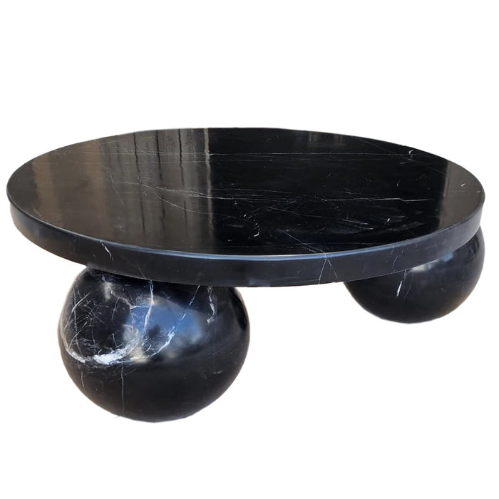 Toros Black Marble Round Designer Coffee Table with Sphere Legs