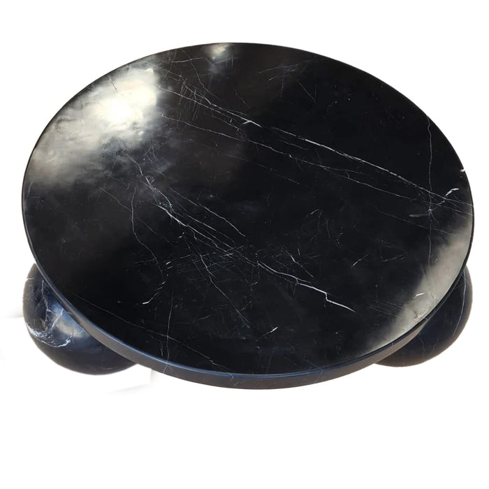 Toros Black Marble Round Designer Coffee Table with Sphere Legs