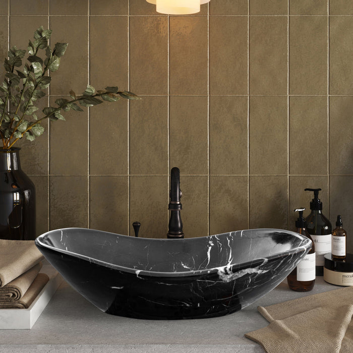 Toros Black Marble Above Vanity Gondola Design Bathroom Sink