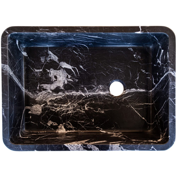 Toros Black Marble Rectangular Above Vanity Bathroom Sink (W)14.4" (L)20.3" (H)4.70"