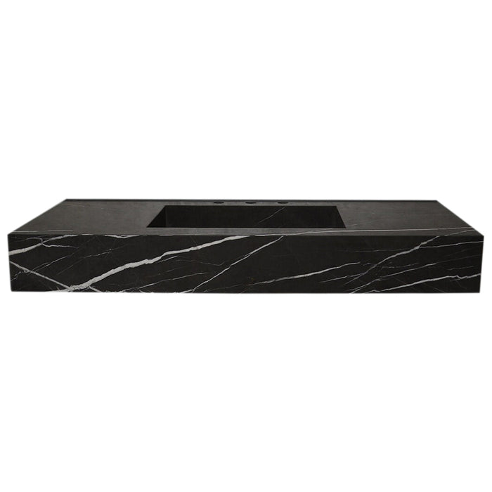 Toros Black Marble Rectangular Wall-mount Bathroom Sink (W)20" (L)48" (H)6"