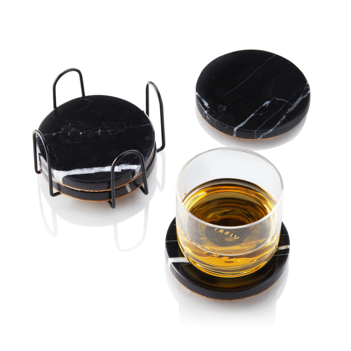 Marble Coaster Set in Black Set of 4