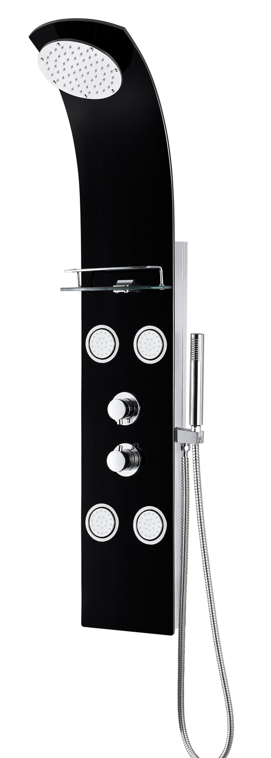 Llano Series 56 in. Full Body Shower Panel System with Heavy Rain Shower and Spray Wand in Black