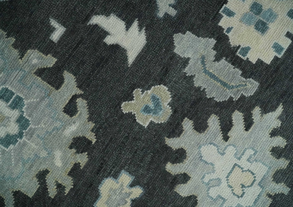 Antique look Black, Beige and Silver Hand Knotted Traditional Oushak Multi Size Wool Area Rug