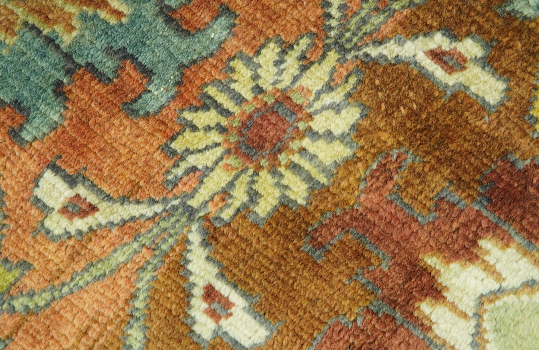 Traditional Antique Turkish Design Rust And Blue Hand Knotted 4x5 Wool Area Rug