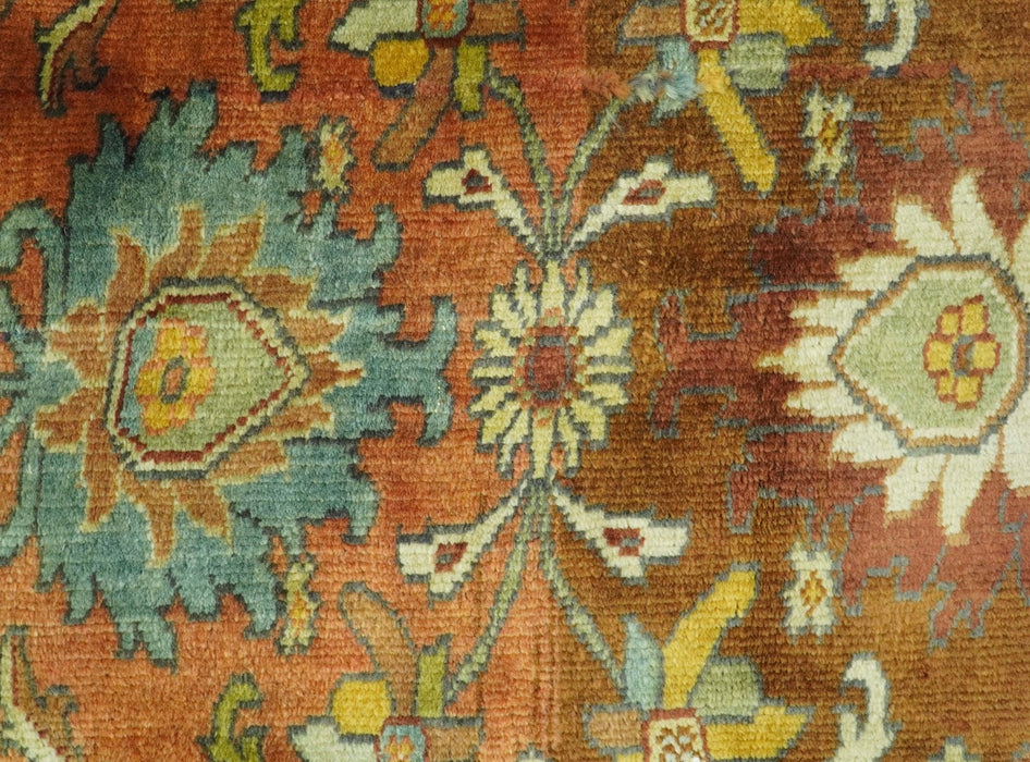 Traditional Antique Turkish Design Rust And Blue Hand Knotted 4x5 Wool Area Rug