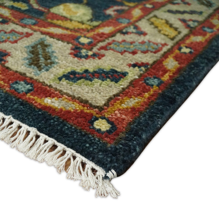 Traditional Blue and Gold Multi Sizes Antique Style Hand knotted Oushak Area Rug