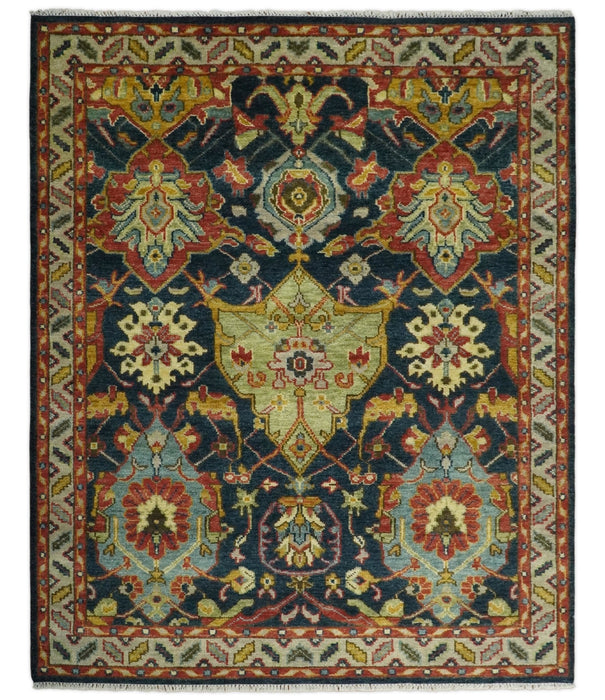 Traditional Blue and Gold Multi Sizes Antique Style Hand knotted Oushak Area Rug