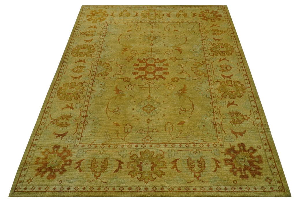 Traditional Design Antique beige and rust 8x10 Hand Knotted Wool Area Rug