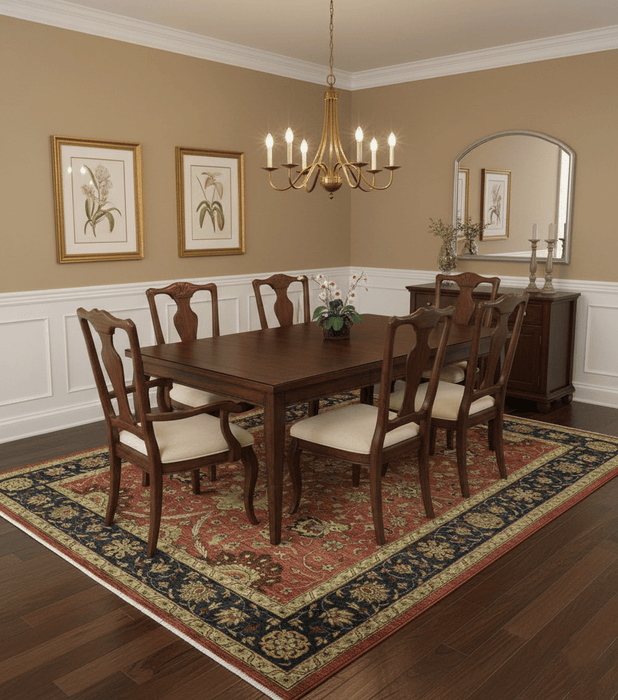 Traditional Fine Turkish design Rust And Beige 8x10 Hand Knotted Wool Area Rug
