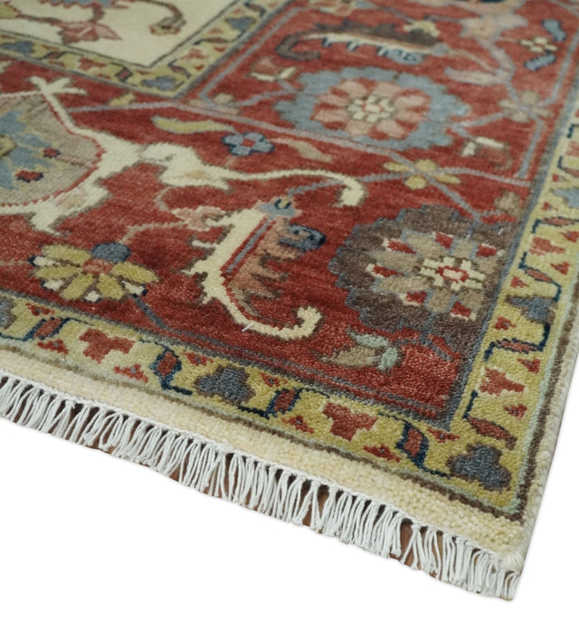 Traditional Floral Beige and Brown Vintage Style Hand knotted 8x10 wool Area Rug