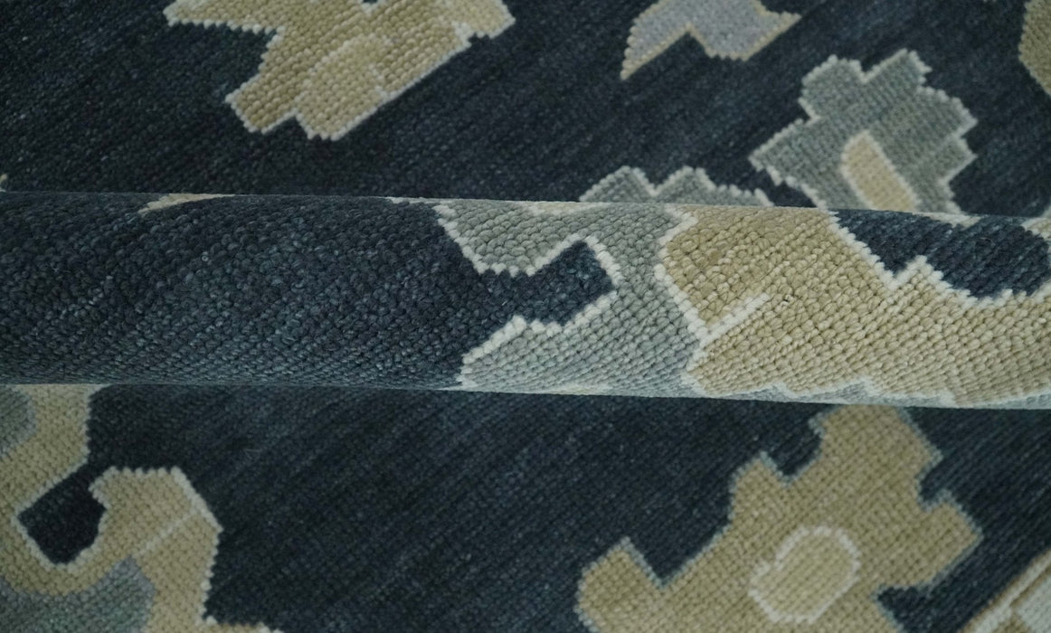 Traditional Hand Knotted Green, Beige, Silver and Ivory Multi Size Oushak Wool Area Rug