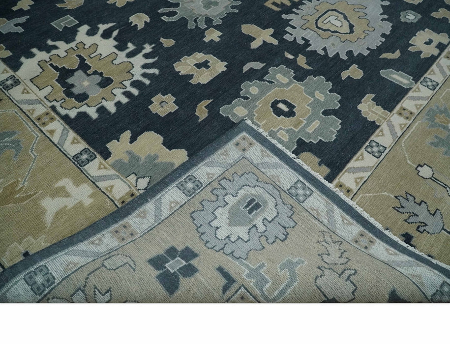Traditional Hand Knotted Green, Beige, Silver and Ivory Multi Size Oushak Wool Area Rug