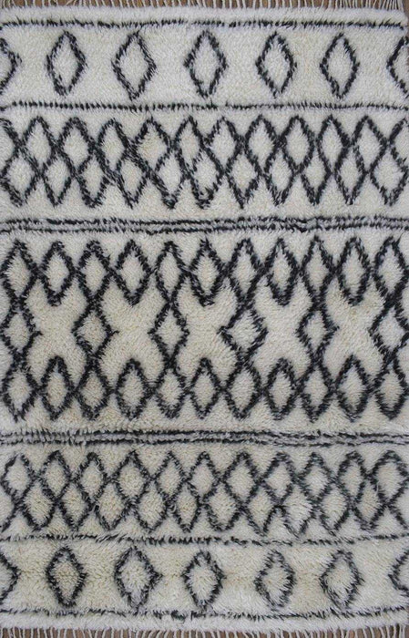 Traditional Hand Made Moroccan Design New Zealand Wool 4x6 Area Rug