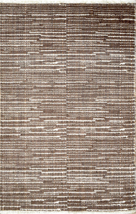 Brown and Ivory Traditional Handmade Wool & Viscose 2x3 Area Rug | TRD140323