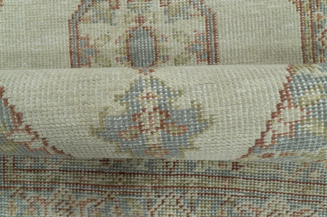 Traditional Heriz Design Beige And Blue Hand Knotted 3x5 Wool Area Rug