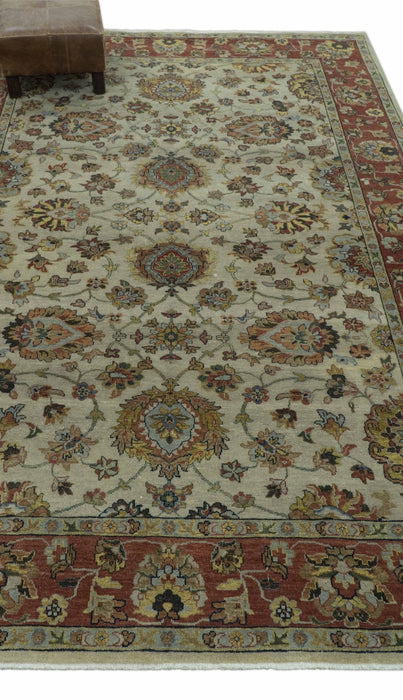 Traditional Heriz Design Beige And Brown  6x9 Hand Knotted Wool Area Rug