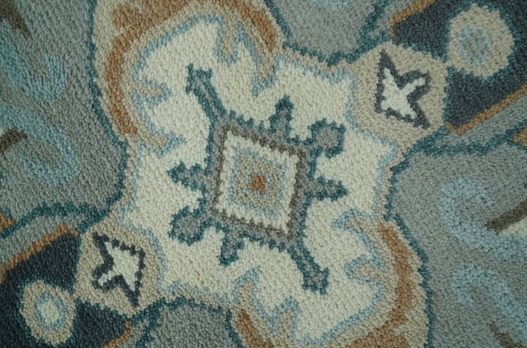 Traditional Heriz Gray and Ivory Floral Hand Knotted Custom Made wool Area Rug