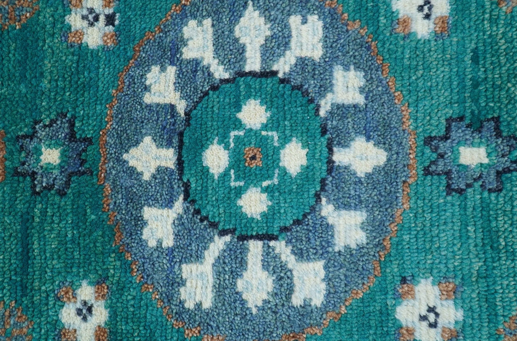 Traditional Khotan Design Teal And Beige Hand knotted 4x6  Wool Area Rug