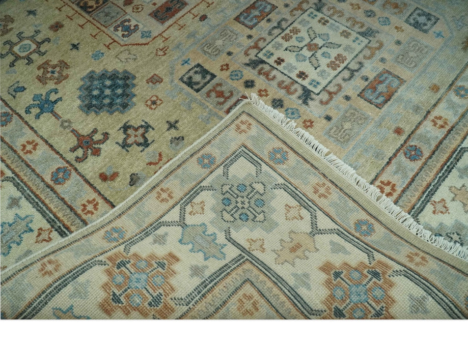 Traditional Mamluk Design Beige and Ivory Hand Knotted 8x10 wool area rug