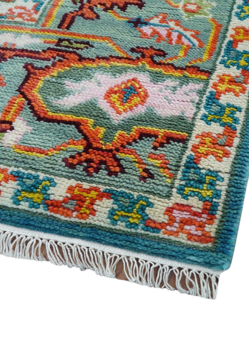 Traditional Medallion Design Blue Hand knotted 8x10 Wool Area Rug