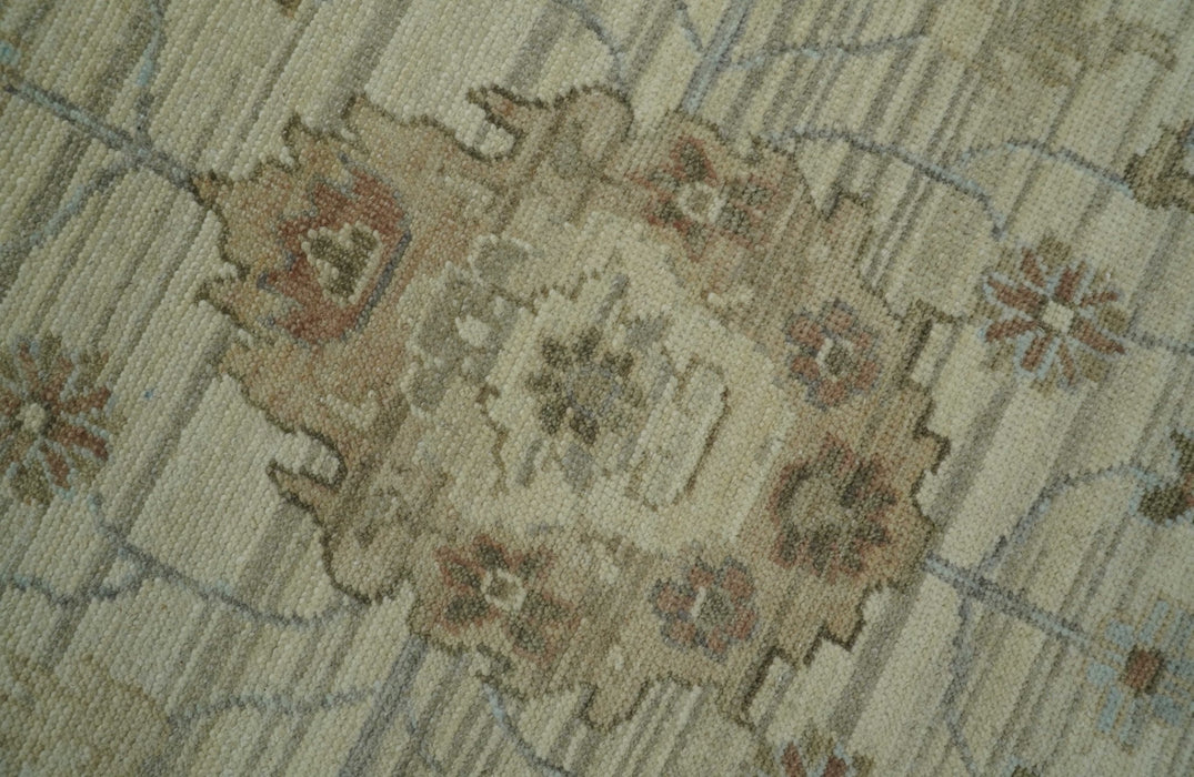 Traditional Oushak  Beige, Brown And Blue 8X10 Hand Knotted wool rug