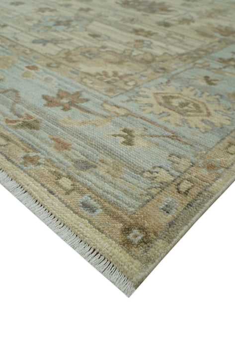 Traditional Oushak  Beige, Brown And Blue 8X10 Hand Knotted wool rug