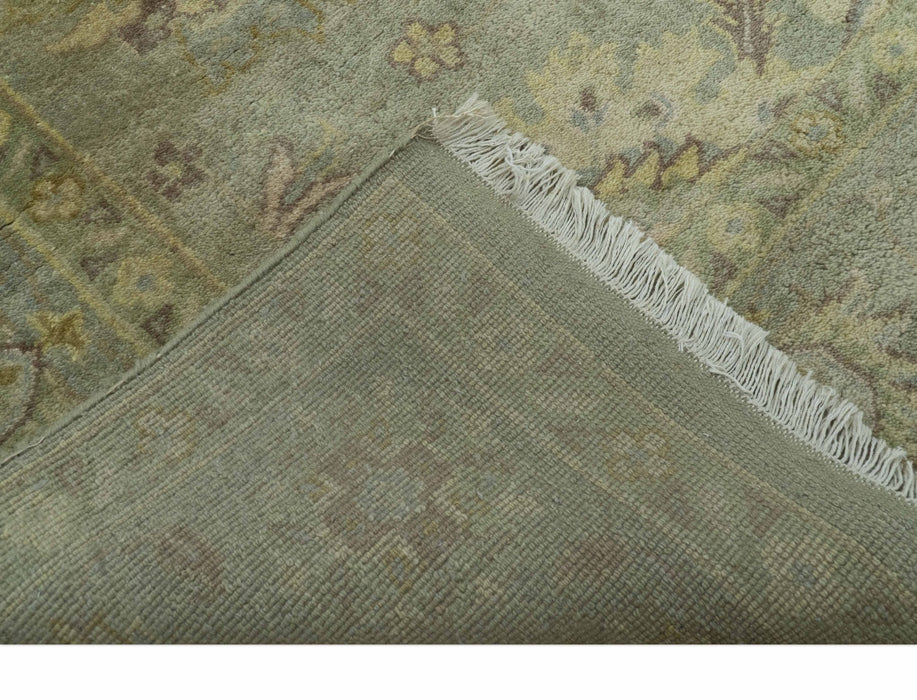 Traditional Oushak Design Antique Green And Brown  6x9 Hand Knotted Wool Rug
